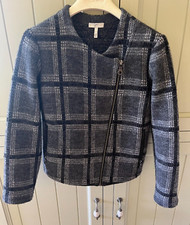 Ladies Joie Grey Knitted Wool Biker Jacket Size M