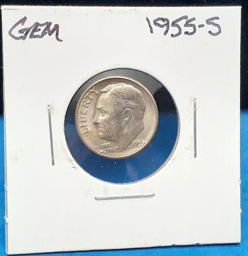 1955-S ROOSEVELT SILVER DIME GEM   WT