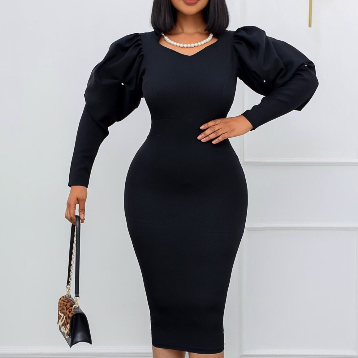 Elegant Dresses for Women Bodycon Formal Pencil Cocktail Evening Gowns Dress 