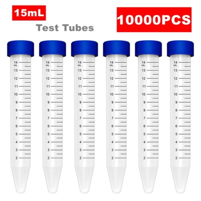 Conical Centrifuge Tube 15mL,Clear Plastic Centrifuge Tube Leak-Proof Screw Cap