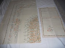 Vintage tablecloth with 12 napkins rectangle oblong 52" x 86" italy