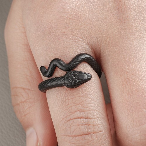 soumake men python ring retro opening adjustable... Retro Punk Black Snake Ring-Men Women Exaggerated Antique Siver ...