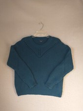 American Eagle Womens Sweater Medium Blue Long Sleeve Round Neck Solid Pullover