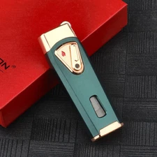 Jobon Dual Jet Torch Cigar Cigarette Lighter Dual Flames w/box Green