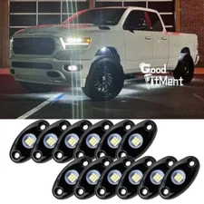 For Ram 1500 2500 3500 Truck White LED Rock Light Under Body Glow Lights 12 Pods