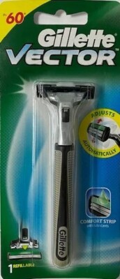 Gillette Vector Razor Handle - Holds All Atra Plus & Contour Blades