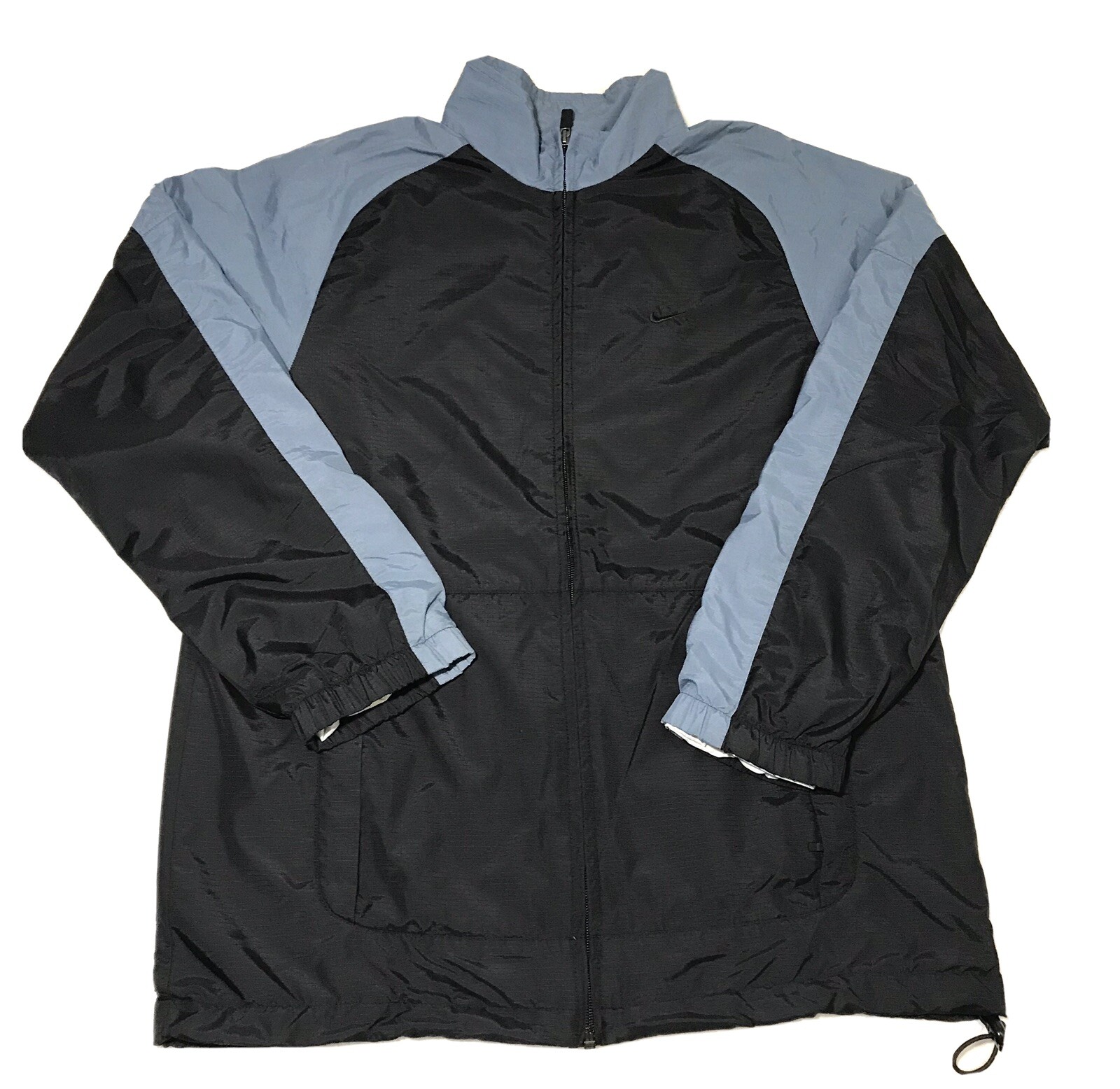 Nike Windbreaker Jacket Nylon Drawstring Black Bl… - image 1