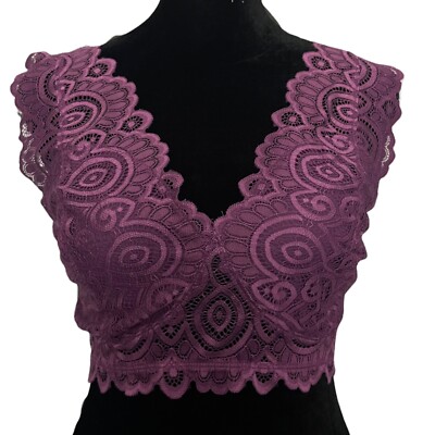 New With Tags Lavender Bralette Plus Size MULTIPLE SIZES Sexy Sheer Top Crochet