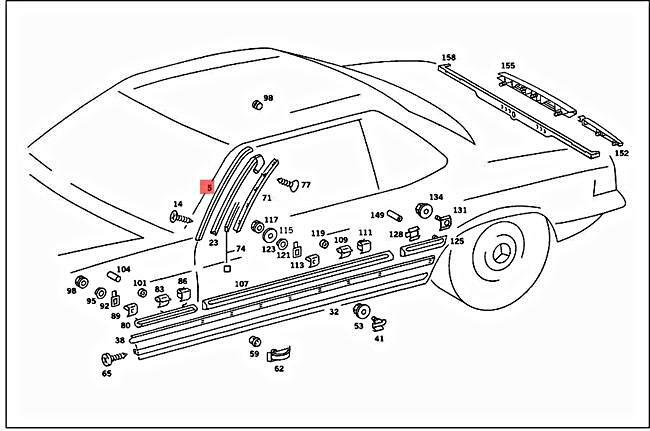Genuine MERCEDES SL R107 DRIP MOLDING LEFT A1076980901 | eBay
