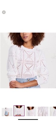 NWT MINKPINK Women s Whit Knit Lace Cotton Crop Sweater Size M