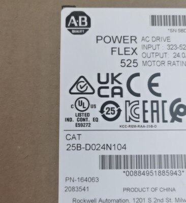 25B-D024N104  A-B Power-Flex 525 AC Drive 11kW/15HP  2022 sealed box DHL,FedEx-