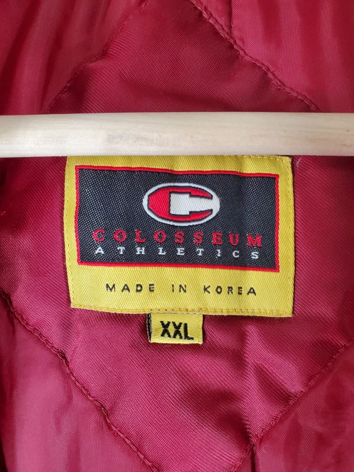 Vtg USC Jacket Satin Snap Varsity Bomber Collegiate Insulated Mens 2XL Colosseum - Image 2 of 4