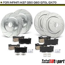 12x Drilled Rotors & Brake Pads for INFINITI FX50 09-13 M37 Q50 Q70 Front & Rear