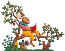 Wilhelm Schweizer Figur aus Zinnlegierung Hase lesend im Baum - Jahreshase 2018