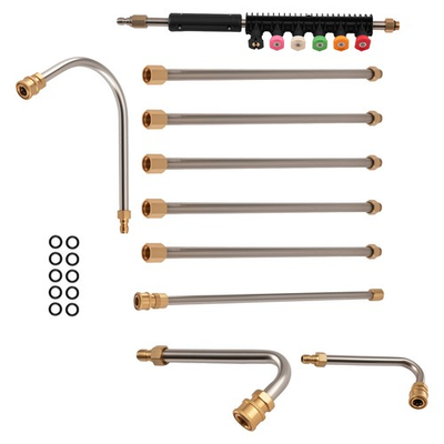 #ad 120in Pressure Washer Extension Rod Brass 4000PSI 30° 90° U Shape 6 Spray Nozzle $28.92
