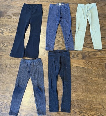 Set Of 5 Toddler Girl 5T Mixed Leggings Elastic Waistband Glitter Black Green