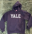 Vintage Champion ~ Yale Hoodie Sweatshirt LARGE ~ Navy Blue ~ 50/50