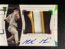 2022 National Treasures MACKENZIE GORE Patch Auto RC 8/8 Player Worn/Used Ranger