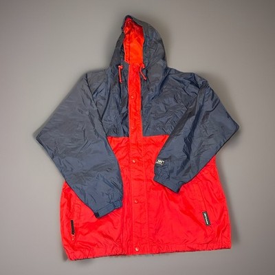 Helly Hansen Jacket Mens Large Blue Red Packable Hooded Lightweight Ful Zip