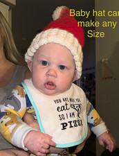 Baby Santa Hat Red/White Crochet Pom-Pom One Size Unisex Baby Christmas