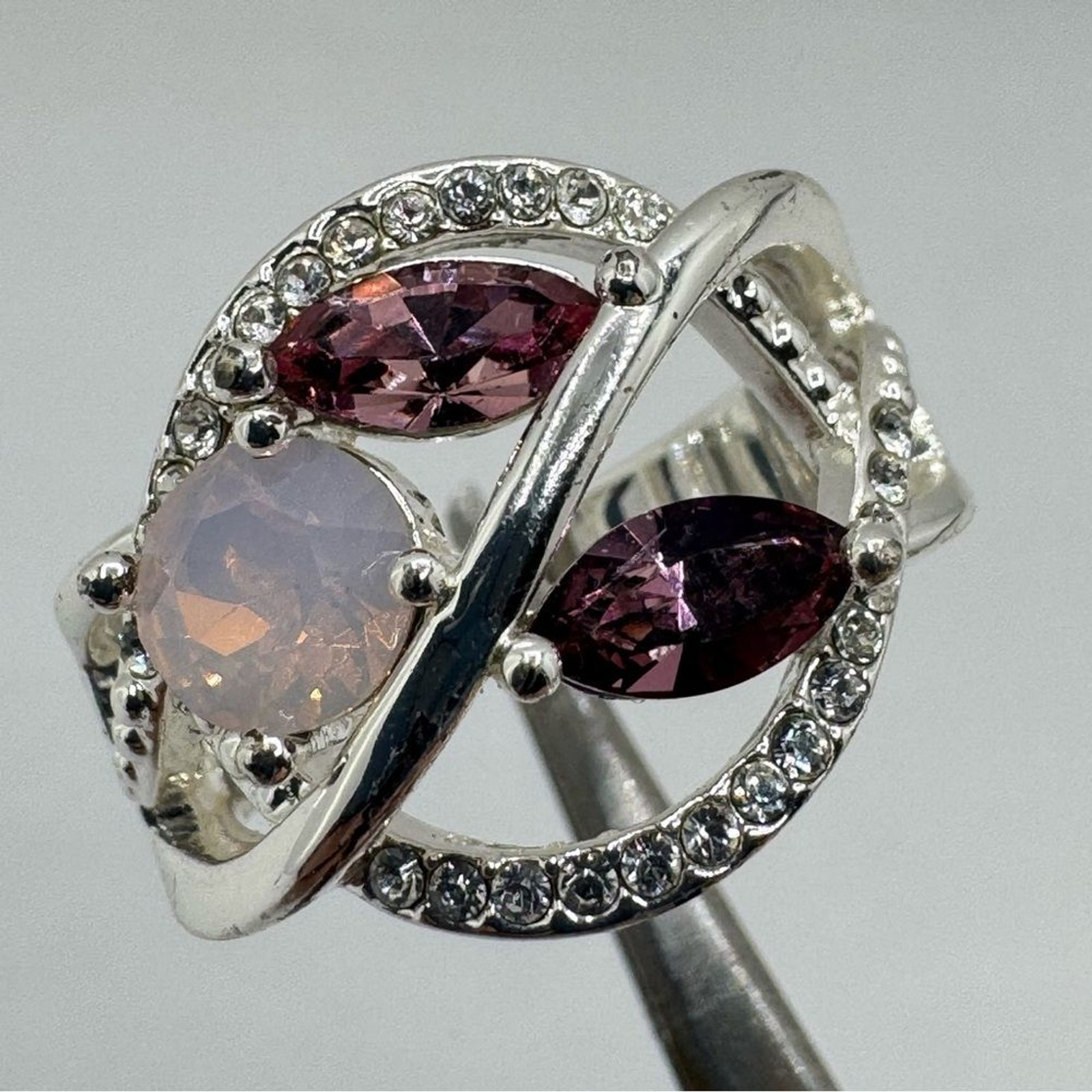 Made With Swarovski Elements Crystal Ring Pink Pu… - image 1