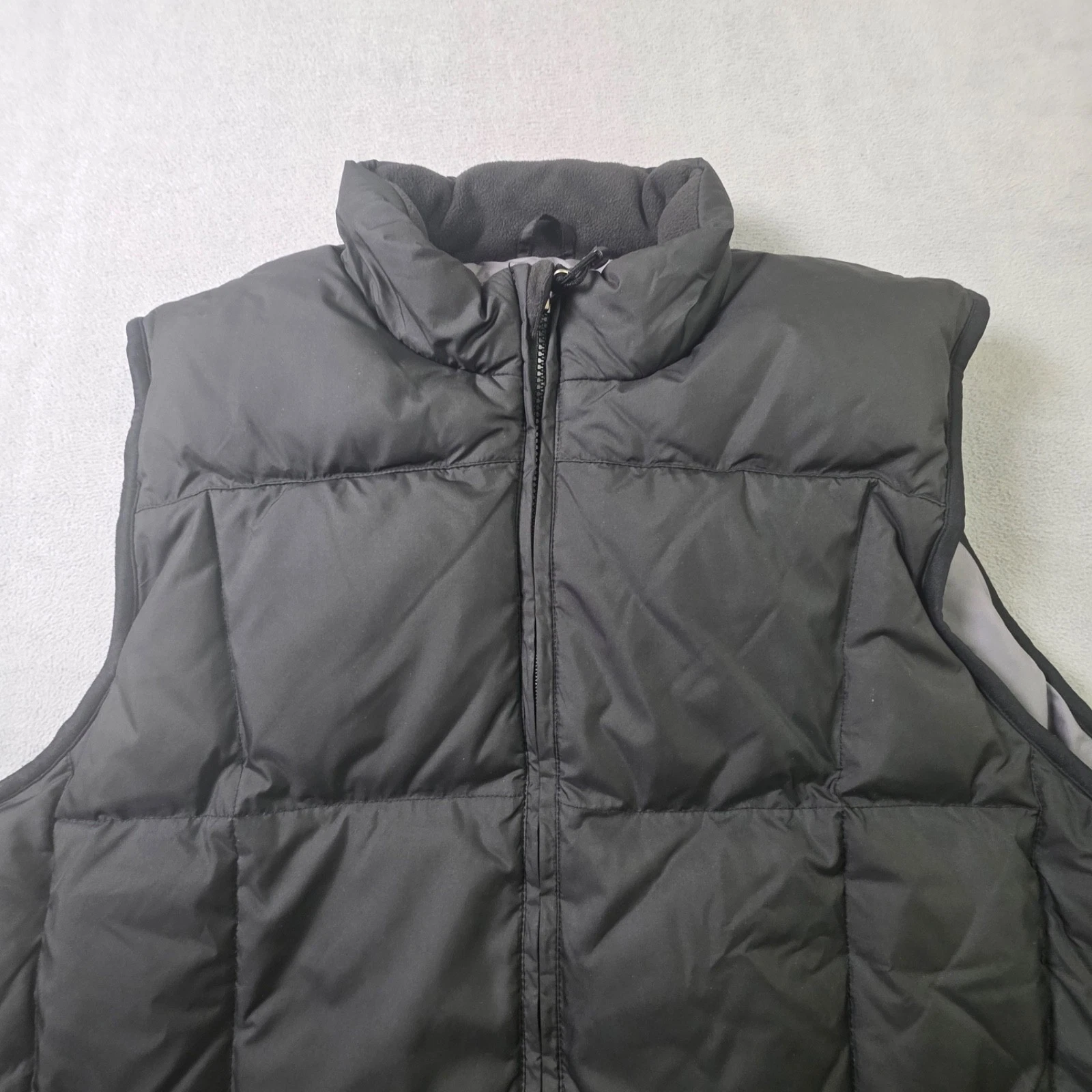 Eddie Bauer Vest Mens Large Black Premium Goose Down Quilted Full Zip Flawed