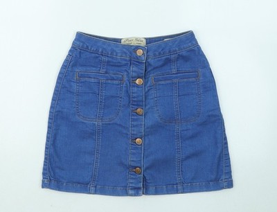 Parisian Signature Damen blau Baumwolle A-Linie Rock Größe 6 Knöpfe