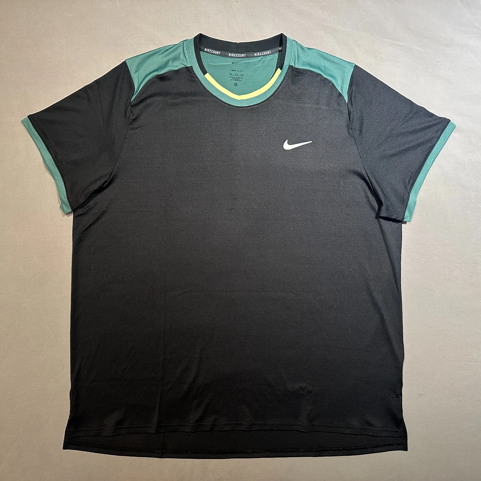 Nike Court Advantage Dri-Fit Tennis Shirt Black Green 2XL