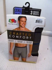 Fruit of the Loom Crafted Comfort 3 Boxer Briefs, Size 2XL (44-46)