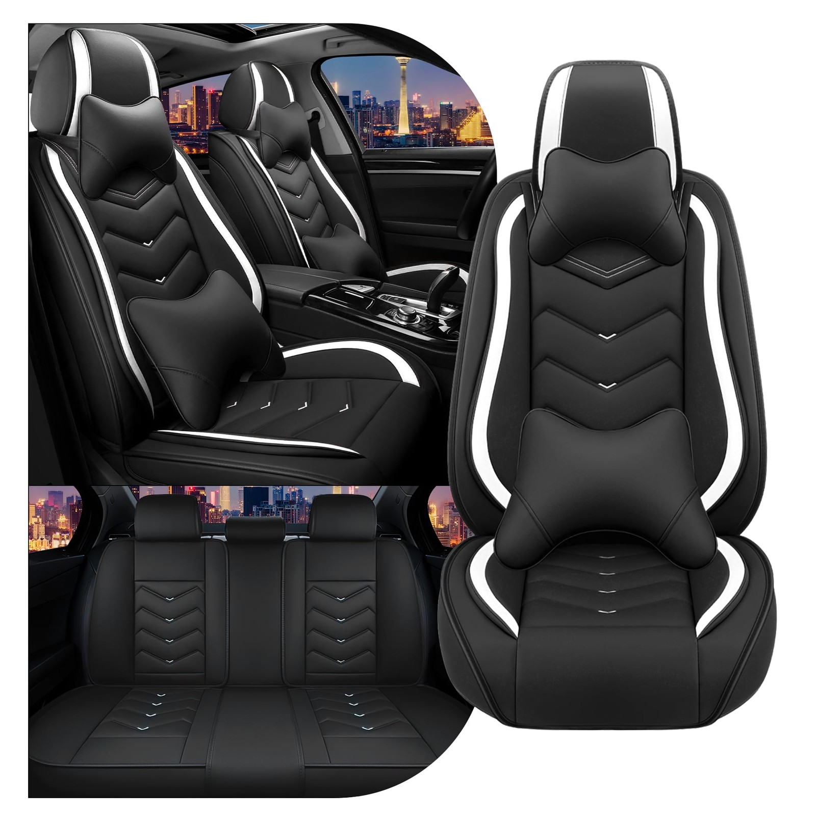 Nissan Leaf 2011-2026 Luxury Nappa Leather Seat Covers Sport 5 Seats Black White