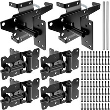 Self-Closing Gate Hardware Kit 2 Latches 4 Hinges Black Wood Vinyl Metal Gates