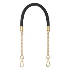 62cm/24.4" PU Leather Braided Purse Strap Black Light Gold Buckle