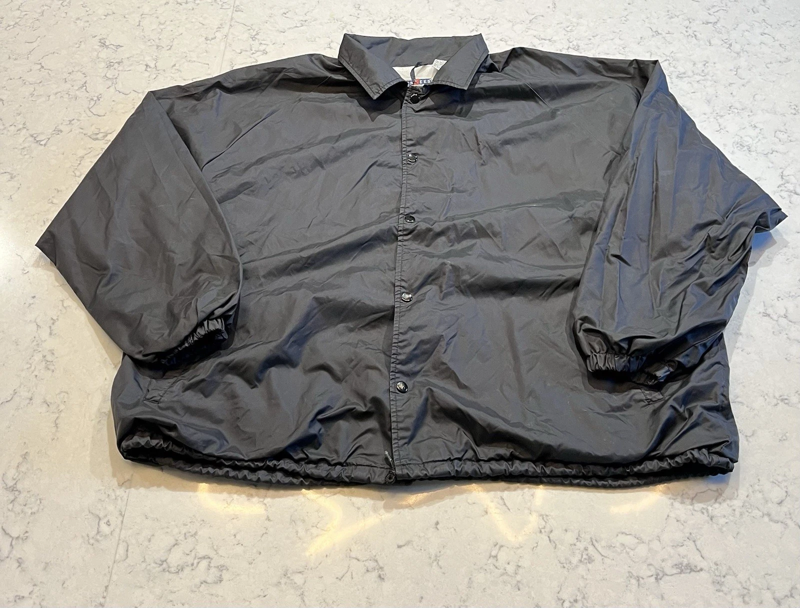 Jerzees 2XL Black Waterproof Nylon Windbreaker Jacket Fleece Lined Vintage
Opens in a new window or