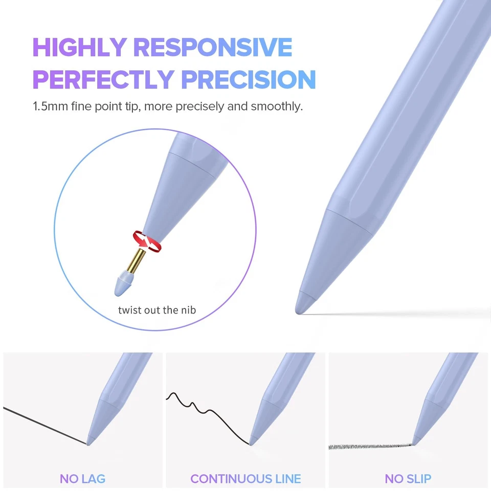 Lápiz óptico para iPad 6.ª-11.ª generación-2X carga rápida lápiz activo compatible... Foto 4 de 4