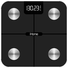 iHome Smart Wi-Fi Digital Battery Powered Bathroom Scale, Body Weight BM
