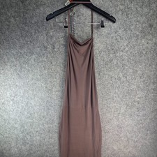 Pretty Little Thing Dress Womens Medium Brown Backless Halterneck Maxi NEW
