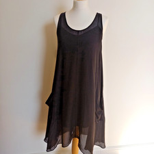 Marc Jacobs XS Black Pure Silk Sleeveless Flowing Dress w Camisole Lining
