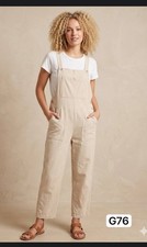 Boho Beige Cotton Gauze Wide Leg Overalls Jumpsuit Pockets Romper Medium M