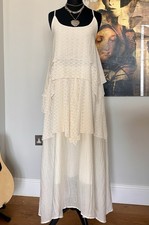 Ethereal Fairycore Asymmetric Handkerchief Layered Cream Lace Floaty Maxi Dress