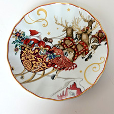 Williams-Sonoma Twas the Night Before Christmas Salad Plate Santa  Sleigh NEW