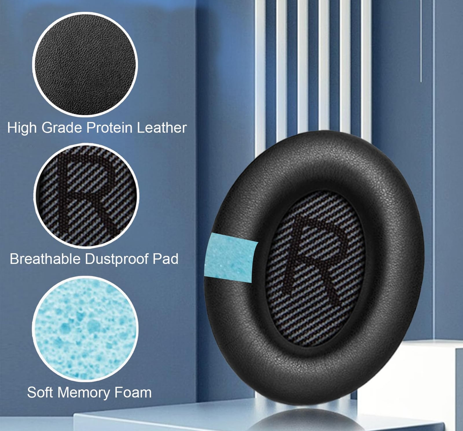 Replacement Ear Pads for Bose QC35 QC45 QC25 QC15 SoundLink Over-Ear Cushions - Thumbnail 5