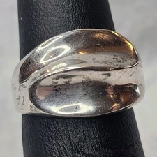 Vintage Modernist Taxco Sterling Silver Ring - Marked AC Mexico, Size 7, 8.14g