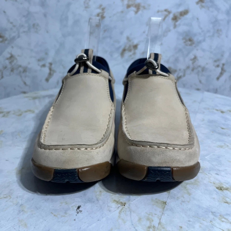 Cole Haan Studio Womens Sz 7.5 Shoes Beige Blue Leather Comfort Moccasin Sneaker - Image 2 of 4