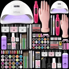 Nail Kit for Beginners with Everything: Practice Nail Hand Acrylic Set U V Lamp
