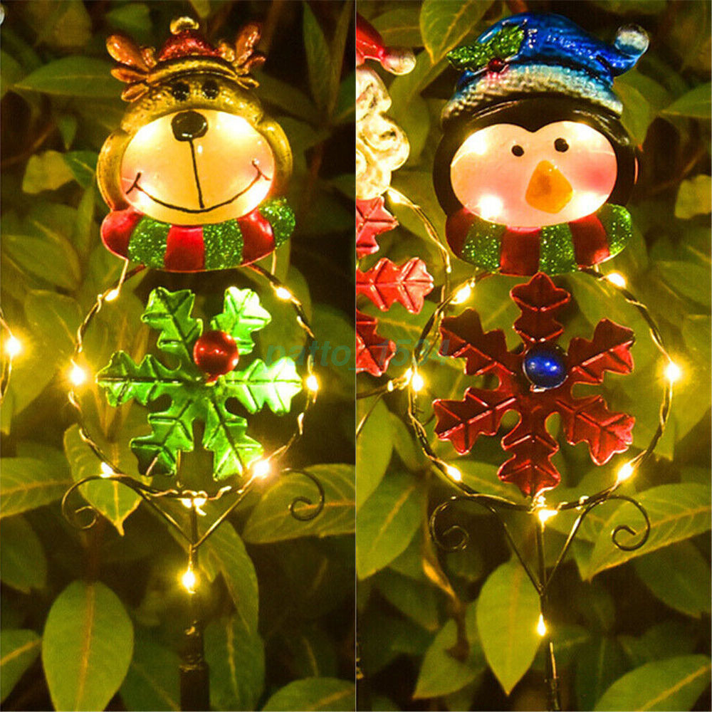 Christmas LED Solar Snowman Lights Outdoor Garden Lawn Ground Decor Stake Lamp eBay