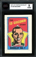 1971-72 TOPPS Hockey Booklet #7 Ed Giacomin HOF Booklet KSA 8 NM-MT N Y Rangers