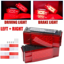 Leftright Led Waterproof Red Trailer Boat Rectangle Stud Stop Turn Tail Lights