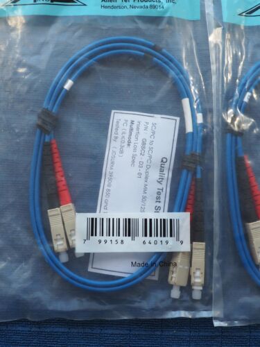Two Allen Tel GBSC2-D3-01 Fiber Optic Patchcord SC To SC Duplex MM 50/125 3mm 1M - Picture 3 of 10