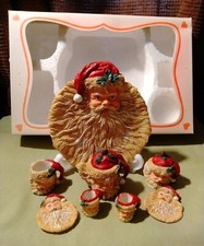 Vtg 90's Santa Claus Christmas Miniature Tea Set Wongs International Trading NOS