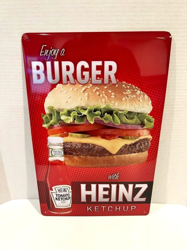 Heinz Ketchup Aluminum Sign NEW 17" x 11" -"Enjoy a Hamburg with Heinz Ketchup" - Image 4 of 4